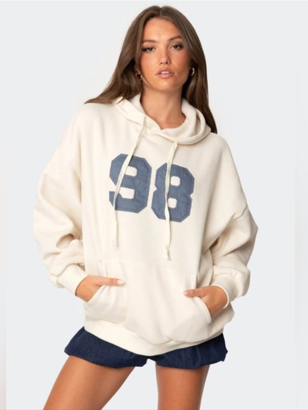 ✏️  NWT| Edikted ♡ Cream 98 Graphic Oversized Hoodie